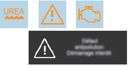 contact, les témoins service et autodiagnostic moteur s'allument et le témoin